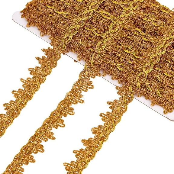 14.2 Yards Gold Metallic Lace Trim 0.9 inch Polyester Lace Ribbon Lace Trim Vintage Filigree Lace Ribbon Edging Lace Trim for DIY Craft Sewing Fabric Wedding Costume Decor