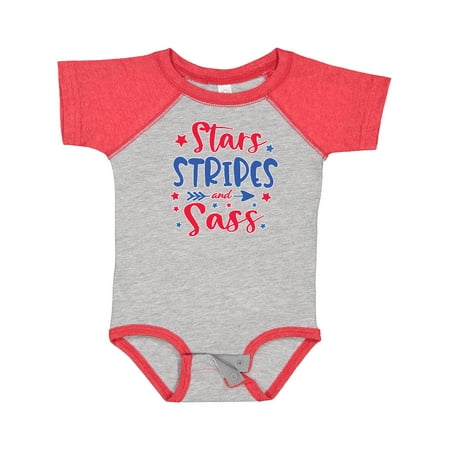 

Inktastic 4th of July Stars Stripes and Sass Blue and Red Stars Gift Baby Girl Bodysuit