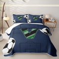 thumbnail image 2 of Feelyou Soccer Initial V Letter Quilt Full for Boys, Cartoon Net Ball Sport Full Bedspread Sets, 3 Pieces, 2 of 7