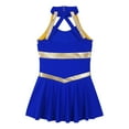 thumbnail image 3 of YONGHS Kids Girls Cheerleading Uniform Outfits Sleeveless Letters Printed Fancy Dress A Royal Blue 16, 3 of 7