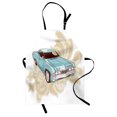thumbnail image 1 of Cars Apron, Classical Sport Car with Abstract Design in the Background Retro Style Vehicle, Unisex Kitchen Bib with Adjustable Neck for Cooking Gardening, Adult Size, Pale Pink Blue, by Ambesonne, 1 of 4