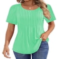 thumbnail image 1 of CHOK Blouses pour Femmes Tunique Plissée à Manches Courtes Hauts Habillés Décontractés Chemises d'Été, 1 of 7