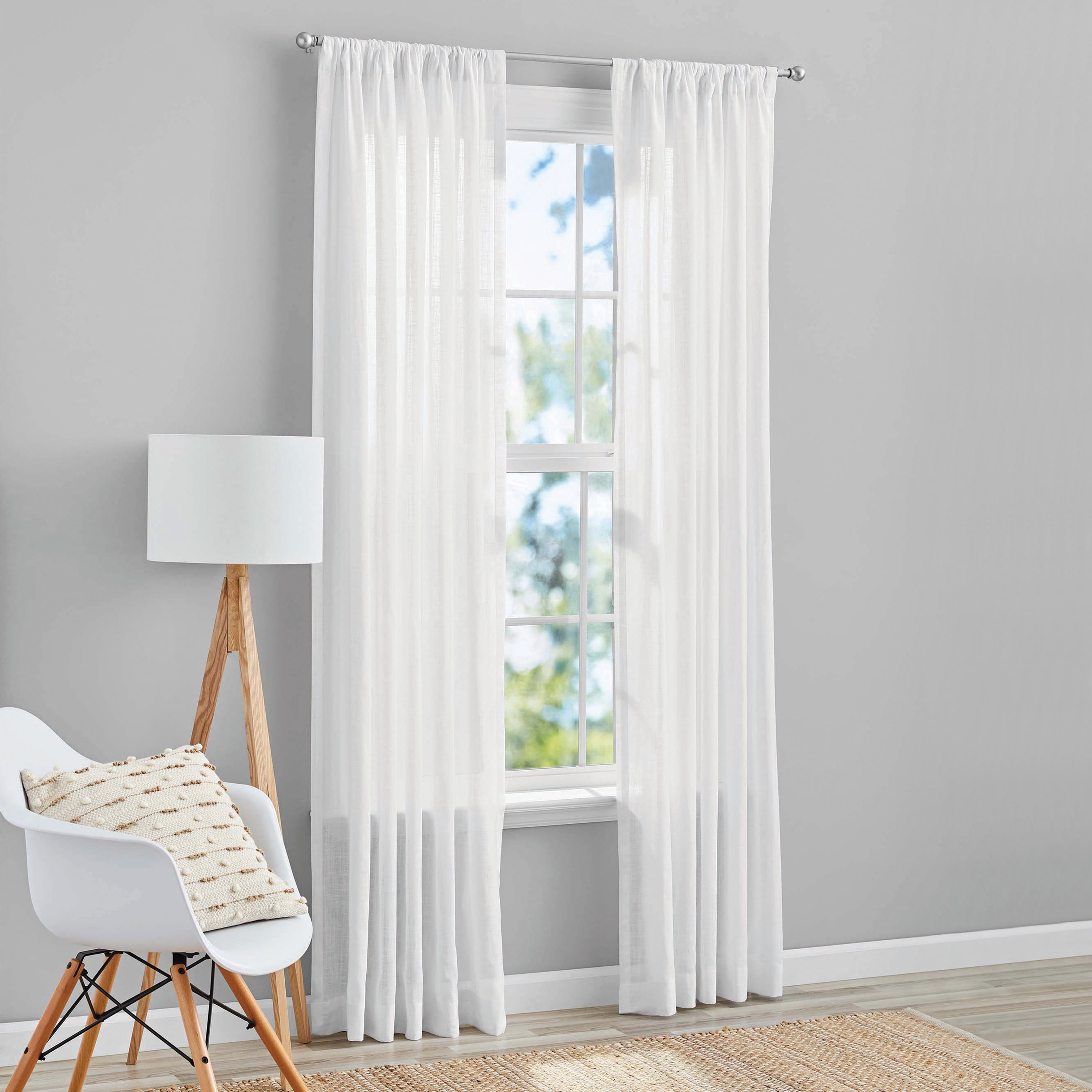 Mainstays 51'' x 63'' Single Curtain Canopy Crushed Voile Drapery Panel WHITE 
