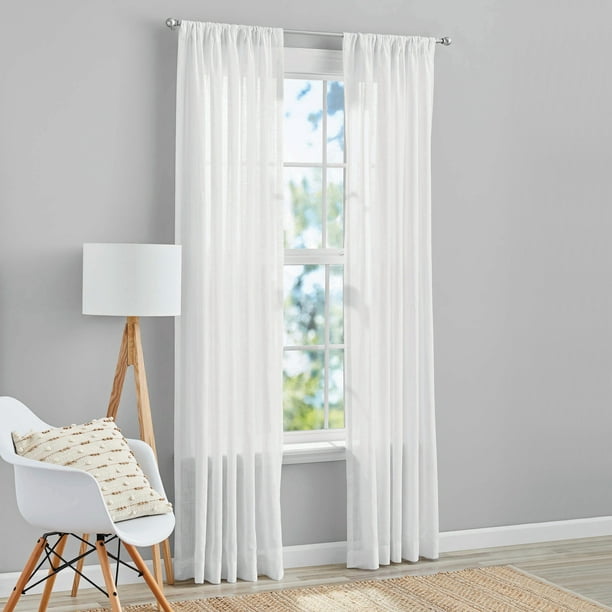 Mainstays 100 Cotton Indoor Sheer Rod, Do Curtains Come Longer Than 84 Inches