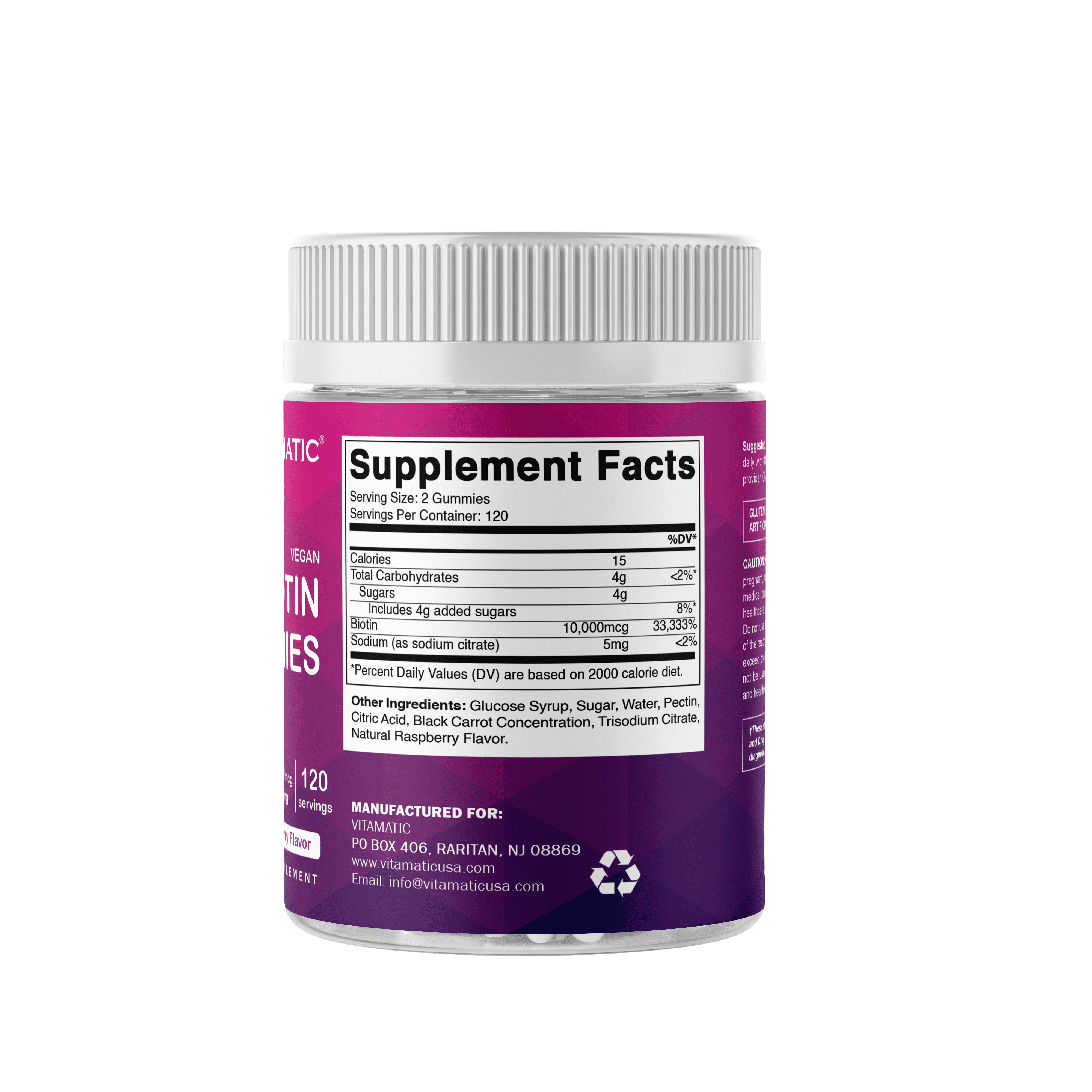 Vitamatic Biotin Gummies 10,000 mcg for Stronger Hair, Skin & Nails - 240 Vegan Gummies - Also Called Vitamin B7