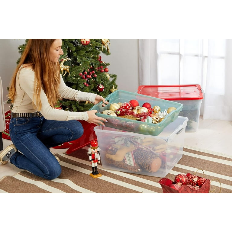 Rubbermaid Cleverstore Clear 71 qt, 4 Pack Holiday Storage Tote with Tray Inserts, Size: 71 qt - Holiday 4 Pack w/ Trays