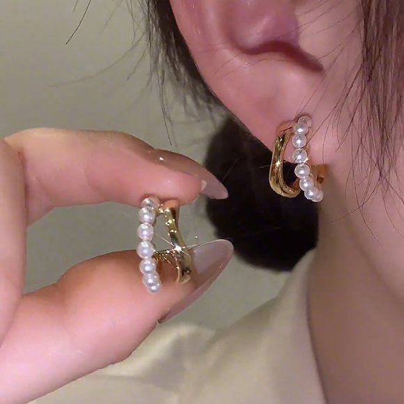 FcBaudy Stud Earrings for Women, Earrings Studs, Womens Stud Earrings Fringed Pearl Earrings Elegant Small Long Earrings Delicate Earrings lady earrings