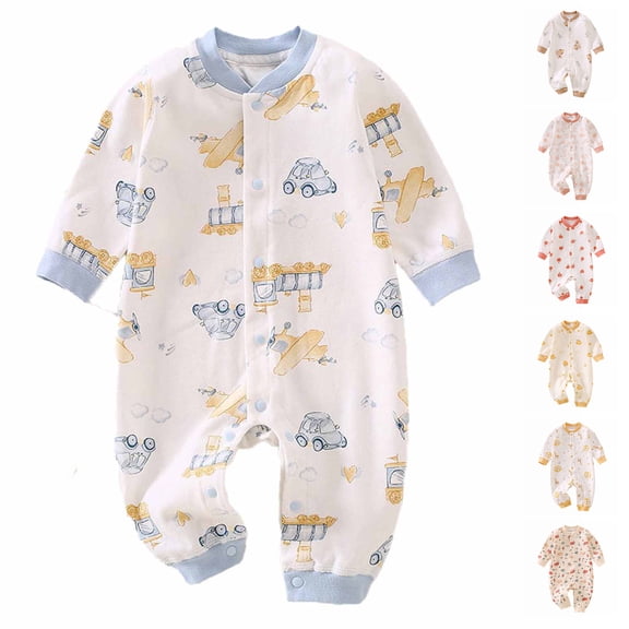 QSXADF Newborn Bodysuits Infant Girls Rompers Graphic Long Pants Bodysuits Round Neck Summer Fall Infant Outfits