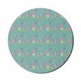 thumbnail image 1 of Summer Mouse Pad for Computers, Ice Cream Cones with Strawberry Candies Winged Hearts Valentines, Round Non-Slip Thick Rubber Modern Mousepad, 8" Round, Peacock Green and Multicolor, by Ambesonne, 1 of 2