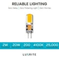 thumbnail image 4 of Luxrite G4 LED Bulb, 12V AC/DC, 20W Halogen, 200 Lumens, 4100K Cool White, Non-Dimmable, Silicone Shatterproof 5-Pack, 4 of 5