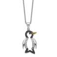 thumbnail image 1 of Cheryl M Sterling Silver Rhod Plated Enameled CZ Penguin 18in Necklace (Weight: 3.92 Grams, Length: 18 Inches), 1 of 2