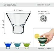 Crystalia Home Stemless Martini Glasses Set of 4,  Cool Mini Cocktail Shot Drink Glasses