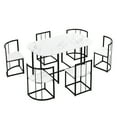 thumbnail image 2 of Paproos 7 Piece Dining Table Set, New Upgraded Kitchen Table Set with Faux Marble Tabletop and Metal Frame, Modern Dining Room Table and Chairs Set Compact Dinette Set for 6, White&Black, 2 of 14