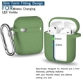 thumbnail image 2 of AirPods Case Cover, Silicone Protective Cover with Keychain for Apple AirPods 2nd 1st Gen Charging Case, Olive Green, 2 of 5