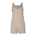 thumbnail image 4 of Gubotare Cute Rompers for Girls Girls Romper Sleeveless Adjustable Tie-Up Strap Short Jumpsuits Summer Clothes Size 5-6T (Khaki,5-6 Years), 4 of 5