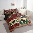 thumbnail image 3 of Homewish Woodland Animal Moose 7-Piece Twin Bedding Sets,Rustic Farmhouse Cabin Bedding Comforter Set,Old Barn Door Sheet Sets For Boys Teens,Super Cozy Room Decor Reversible, 3 of 8