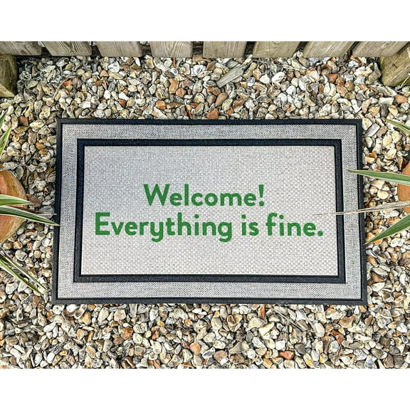 Welcome Everything is Fine Mats for Front Door Entry Front Porch Doormat Non-Slip Carpet Rugs Floor Mat Decorative for Home Bathroom Kitchen Indoor 16x24 Inch