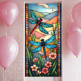thumbnail image 6 of Stained Glass Dragonfly Banner Floral Design Decorative Nature Theme for Outdoor Decorations Garden Parties Nature Lovers, 6 of 8