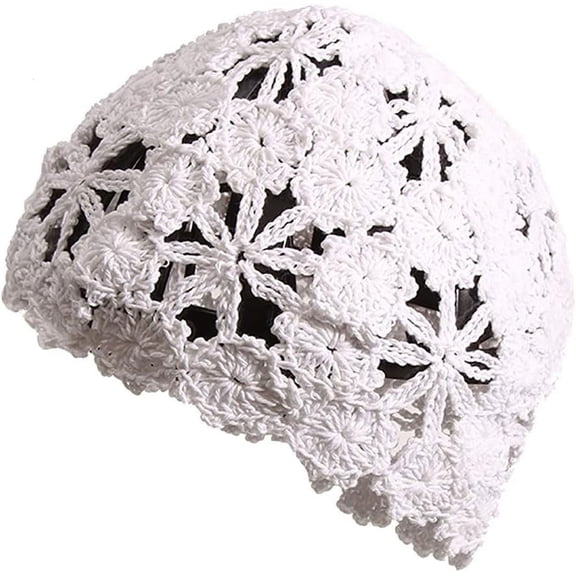 CoCoMangos Soft Crochet Beanie Hat for Women Ladies Girls Solid Color Beige Knitted Cutout Slouchy Skull Cap
