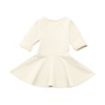 thumbnail image 4 of JUMEYU Baby Girls Ruffled Flannel Long Sleeve Medium Length Solid Color Casual Dress 9 12 Months (White,9-12 Months), 4 of 7