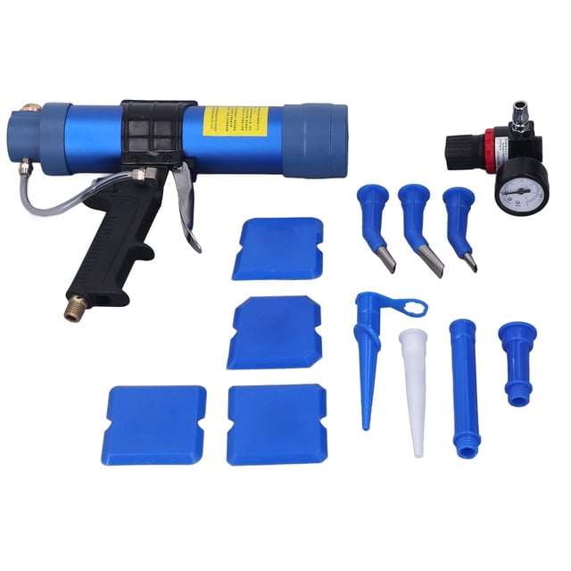 Pistola de silicona neumática, 310 ml, 1/4 pulg., pistola de pegamento neumática para vidrio, pistola de pegamento de aire, instalación sin esfuerzo