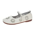thumbnail image 2 of Aueoeo Mary Janes Shoes Women Flat Faux Leather Shoes Fashion Round Toe Strap Comfort Casual Flower Hollow Shoes, 2 of 3