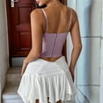 thumbnail image 3 of Women'S Ruffle Lace Trim V Neck Corset Top Adjustable Straps Corset Shaper Crop Top Pink &  S, 3 of 8