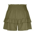 thumbnail image 6 of Lenpel Women's Shorts Trendy Ruffle Elastic High Waisted Layered Pleated Wide Leg Casual Shorts Summer Beach Shorts, 6 of 7