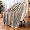 thumbnail image 3 of PAVILIA Soft Fleece Sherpa Throw Blanket for Sofa Couch Bed, Taupe, 50x60, 3 of 7