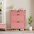 thumbnail image 4 of Organisateur d'Armoire à Chaussures Moderne - Rangement Caché avec 2 Tiroirs Rabattables - Étagère d'Entrée Autoportante Compacte - MDF avec Poignée en Métal, 4 of 9