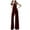 Wine, variant on aidice Dressy Jumpsuits for Women Office Off-Shoulder Slim Fitting Comfy Solid Color Work Flare Leggings Rompers