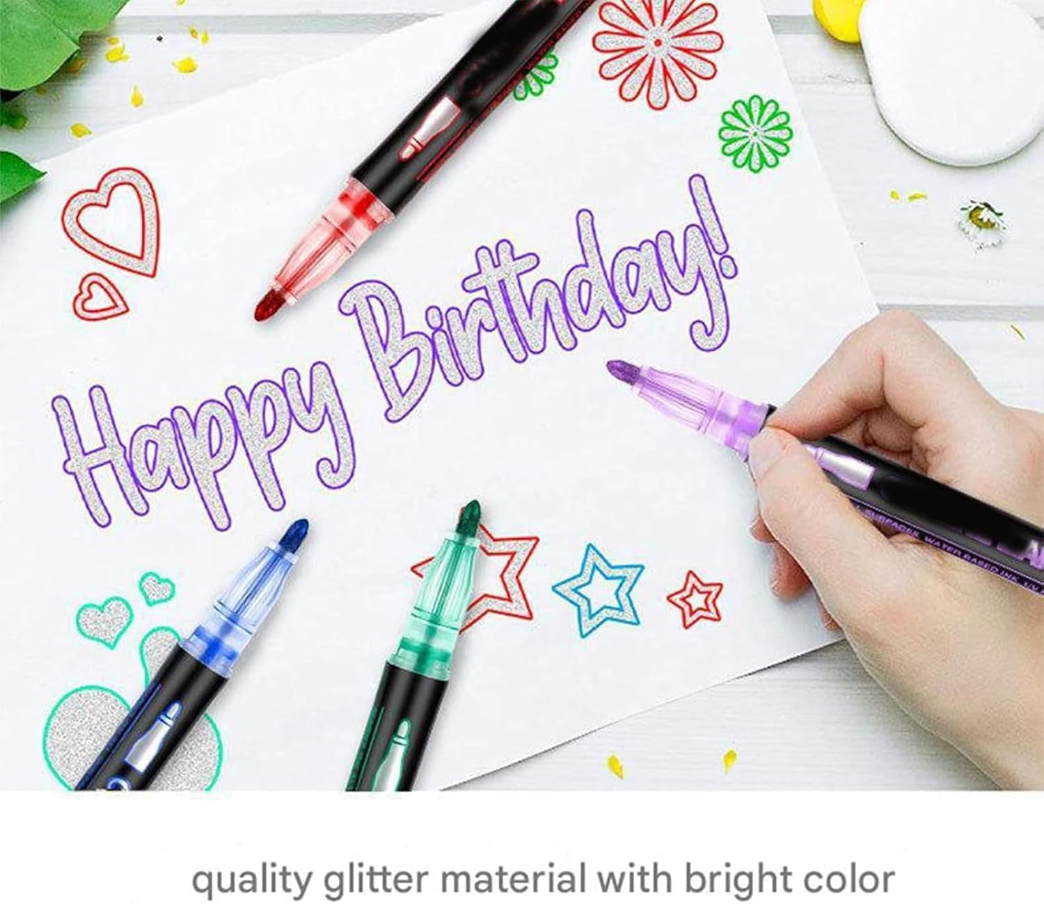 Outline Shimmer Markers 48, Outline Shimmering Markers, Colors Double Line OutlineArt Pen Marker Pen, Glitter Self-Outline Metallic Marker, for Greeting Cards & Crafts (36color)
