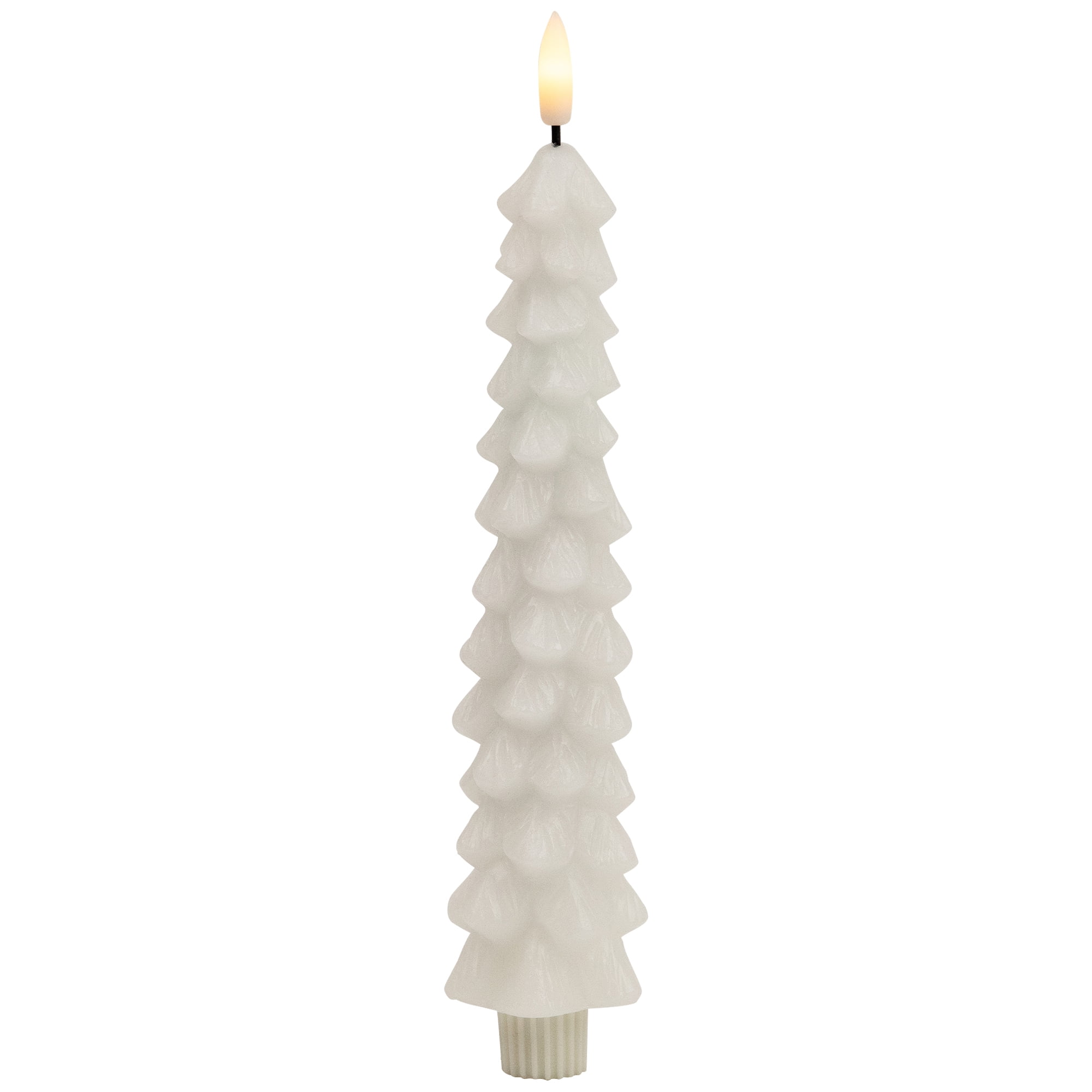 Northlight LED Flickering Flameless Wax Tapered Christmas Tree Candles - 9.75" - White - Set of 2