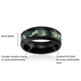 thumbnail image 4 of Mens Camo Wedding Band in Titanium 8MM Ring Black Plated with Green Military Camouflage Inlay - Beveled Edges, 4 of 4