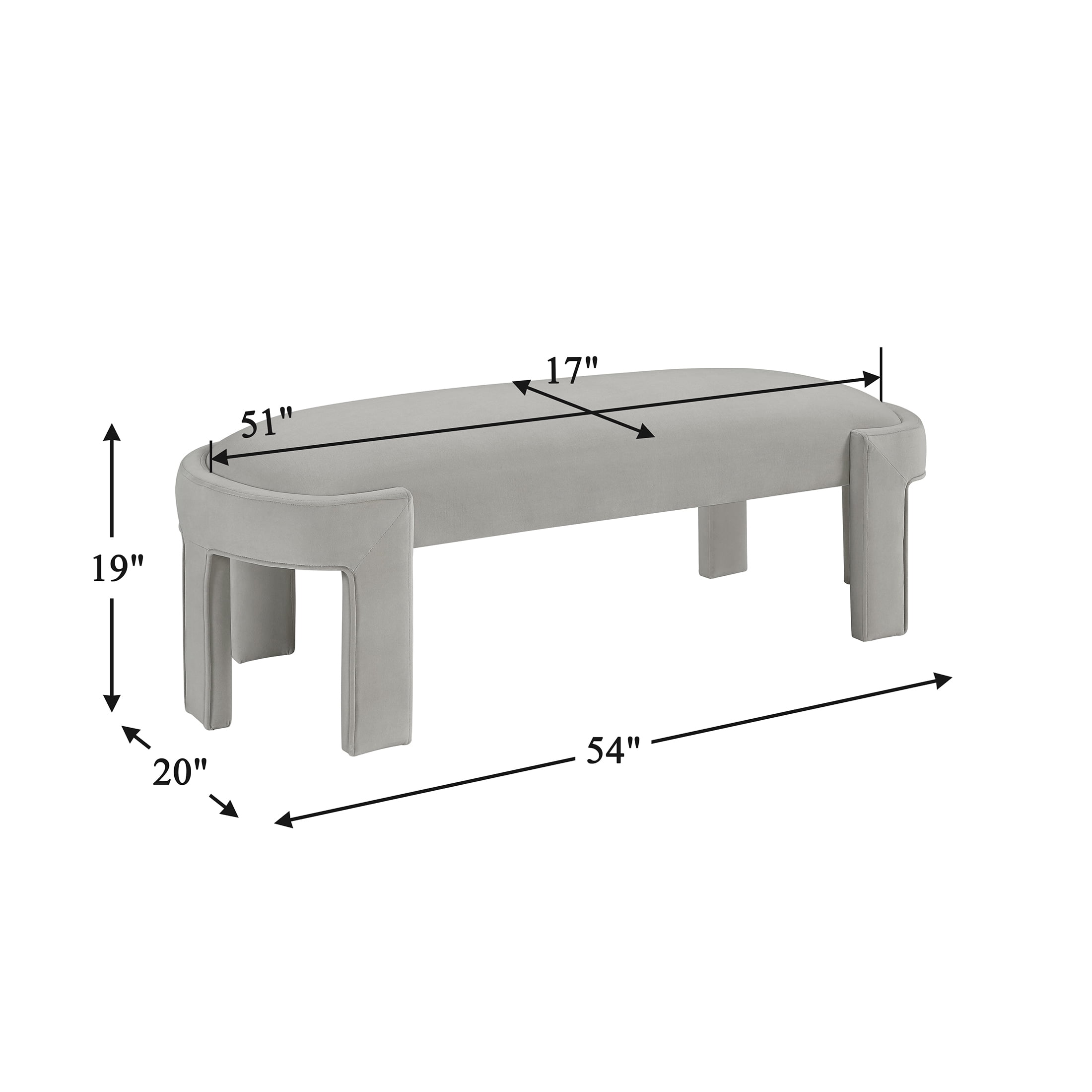 OakvillePark Veywood Velvet Bench, Taupe