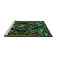 thumbnail image 2 of Ahgly Company Machine Washable Indoor Square Medallion Turquoise Blue French Area Rugs, 5' Square, 2 of 4