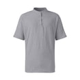 thumbnail image 6 of CCRFTGI Mens Shirts Henley Summer Casual Button Collar Tops Short Sleeve Breathable Beach Boho Mens T-Shirts Gray 5XL, 6 of 6