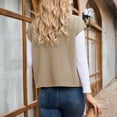 thumbnail image 3 of WTOBBY Cardigan For Women Long Sleeve Casual Tops, Open Front Solid Knit Sweater Vest, Lightweight Layering Piece for Indoor and Outdoor Daily Fashion,Khaki L, 3 of 5