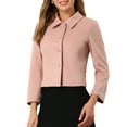 thumbnail image 5 of INSPIRE CHIC Women's Elegant Button-Down Point Collar Short Coats M Pink, 5 of 6