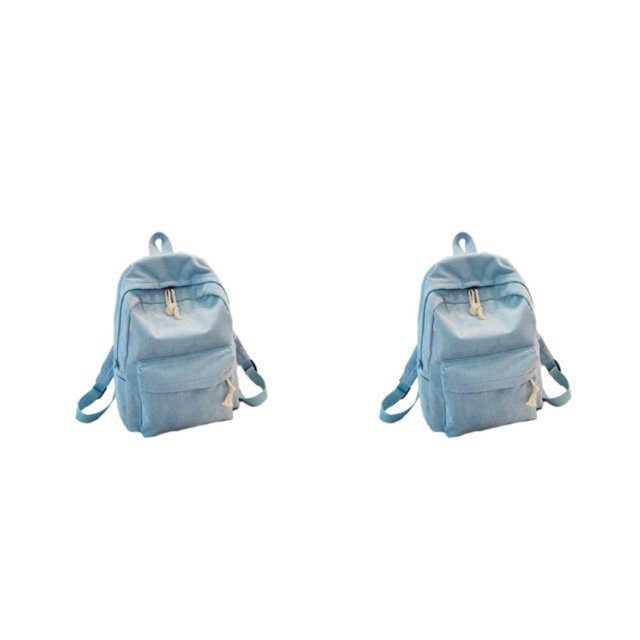 pitrice Velvet Backpack Solid Color Polyester Lining Easy Matching for Zipper Student Girls University Schoolbag Birthday Gift Light Blue 2Set