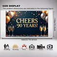 thumbnail image 6 of LUUFILx Cheers to 90 Years Backdrop Banner Birthday Party Decoration Background Photography Props Celebration Decors Anniversary Supplies, 6 of 9