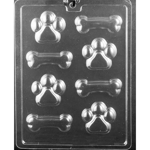 Grandmama's Goodies A153 Bones & Paws Puppy Dog Chocolate Candy Soap Mold with Exclusive Molding Instructions