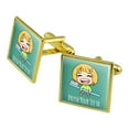 thumbnail image 1 of Brush Your Teeth Toothbrush Kawaii Chibi Square Cufflink Set - Silver or Gold, 1 of 5