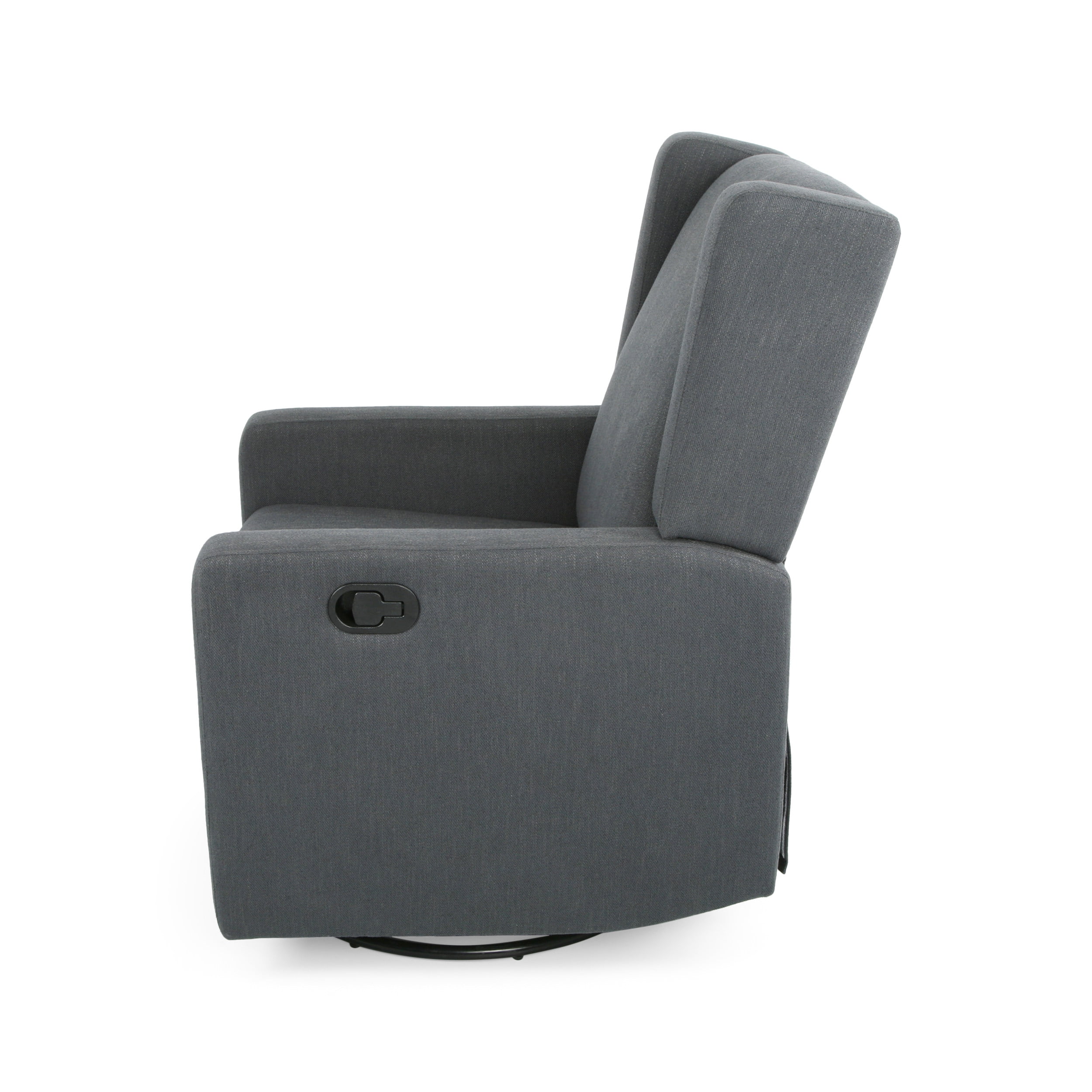 GDF Studio Landau Contemporary Fabric Upholstered Swivel Recliner, Charcoal and Black