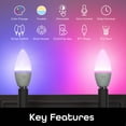 thumbnail image 2 of Geeni Prisma Plus Candle Wi-Fi LED Smart Bulb, B11 Candelabra, 4W, E12 Base 350lm Tunable and Dimmable RGB Bulb, Works with Alexa and The Google Home, No Hub Required (4 Pack), 2 of 8