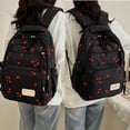 thumbnail image 2 of Bow Backpack for Women 3Pcs Set Kawaii Coquette Nylon Backpack Cute College Laptop Rucksack Fashion Travel Daypack 2025 New (Black Cherry), 2 of 12