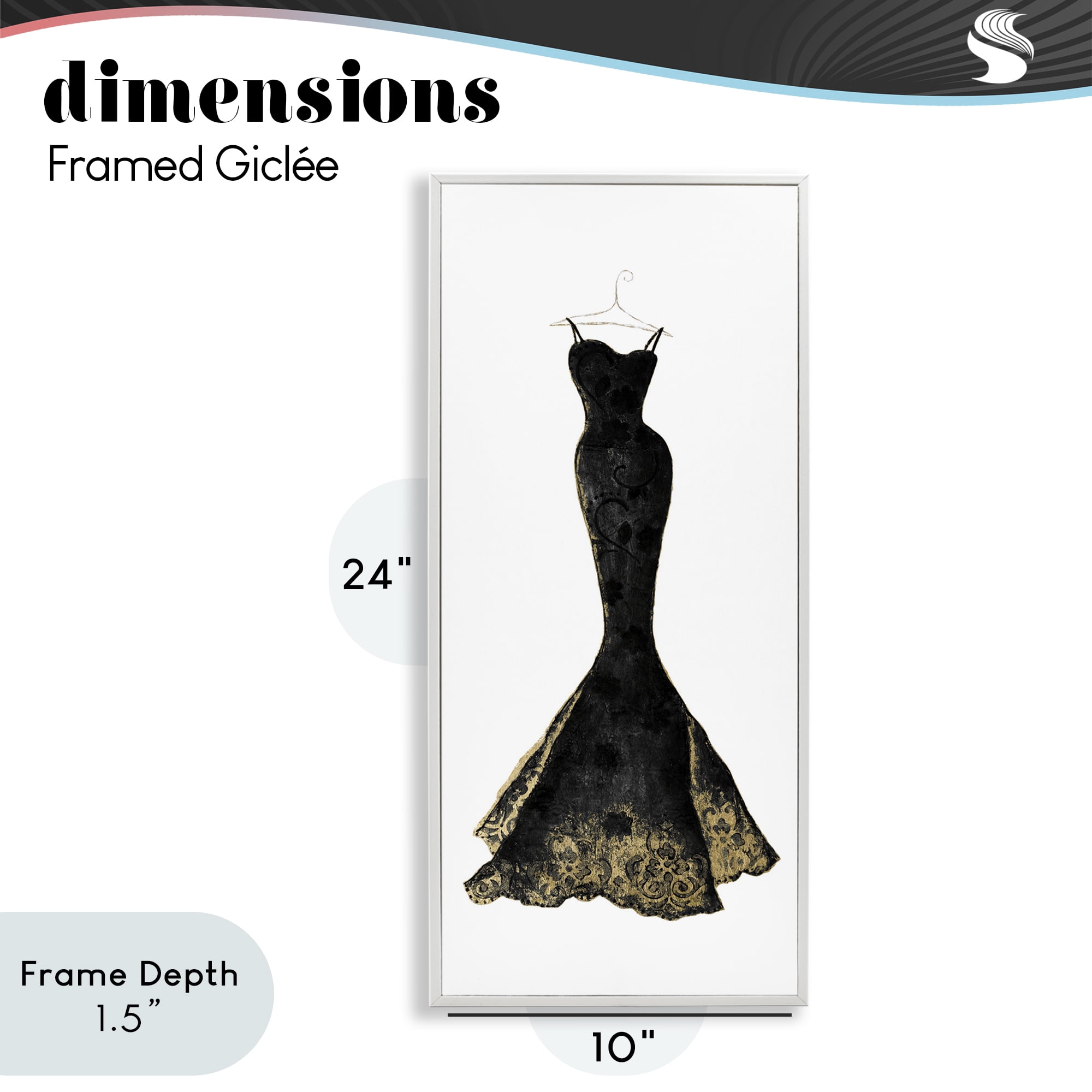 Stupell Industries Gilded Black Evening Gown White Framed Giclee Art, design by Janet Tava