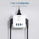 thumbnail image 3 of Cargador USB 7 en 1 con enchufe múltiple de pared, enchufe USB, regleta con 3 tomas de CA, 4000 W, 1 puerto tipo C y 3 puertos USB, toma de pared eléctrica ideal para sala de estar,, 3 of 6
