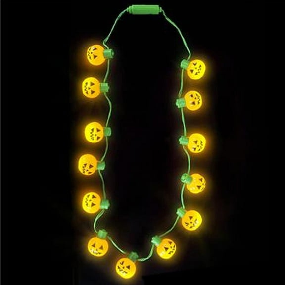 RI Novelty Light Up Halloween Pumpkin Jack-O-Lantern Light Bulb Necklace Costume Accessory