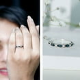 thumbnail image 3 of Rosec Jewels London Blue Topaz Anniversary Ring with Moissanite - Minimalist Half Eternity Ring - with Jewelry Box, 925 Sterling Silver, US 8.50, 3 of 9